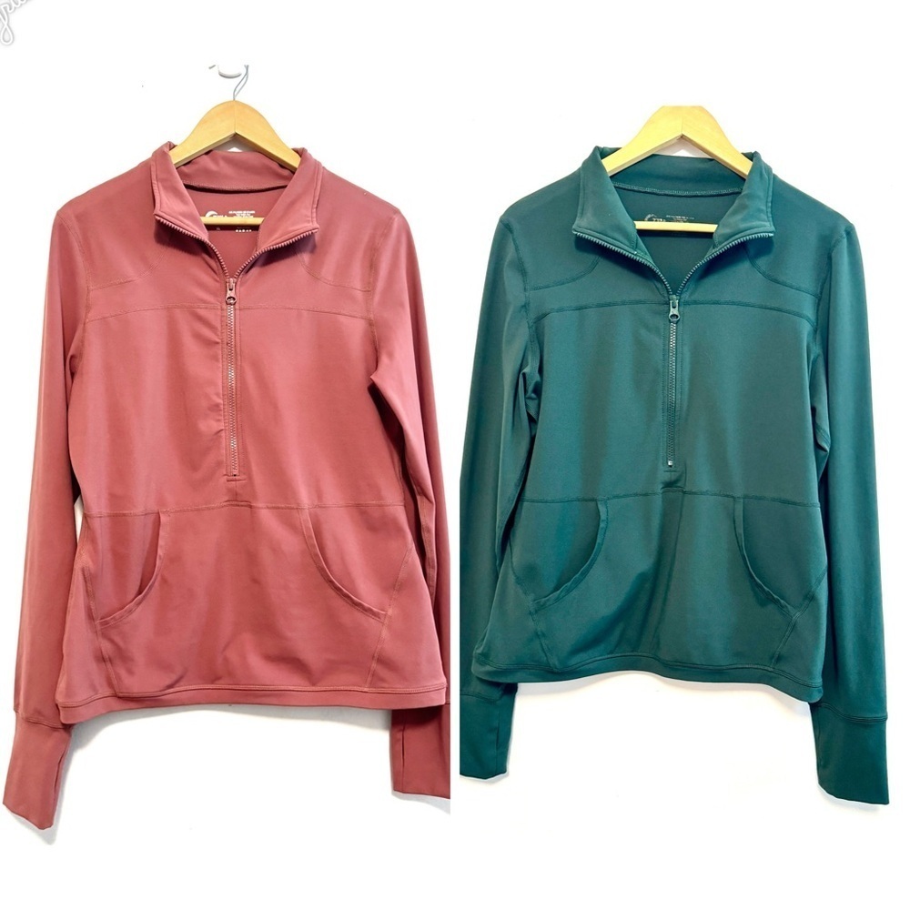 ZYIA Women's Half-Zip Sweatshirts - XL, XXL Pullover Thumb Hole Kangaroo Pocket